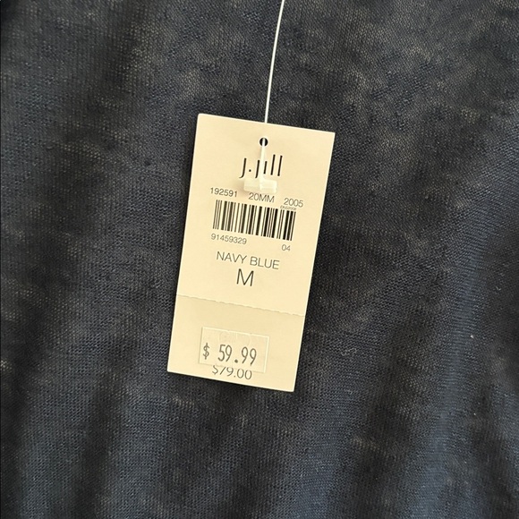 Never Worn J Jill Love Linen Navy Blue Open Front Drape Cardigan - Picture 6 of 6